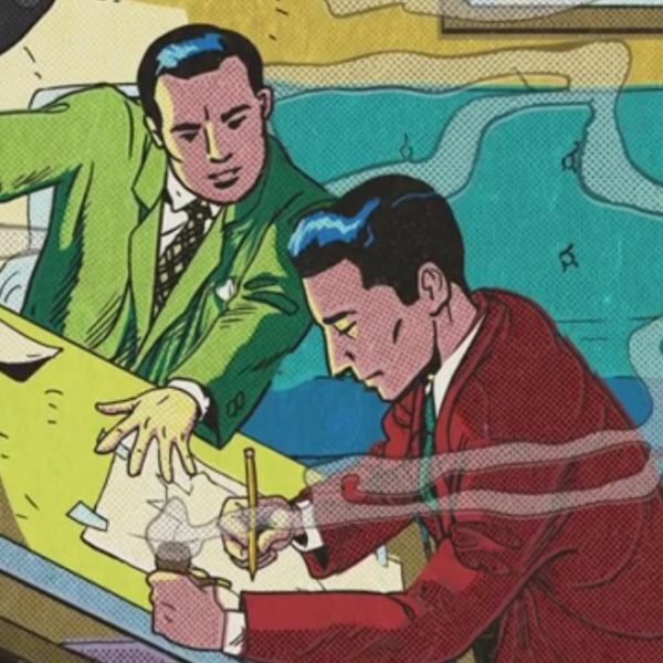 Batman & Bill Poster with Men at Drawing Desk