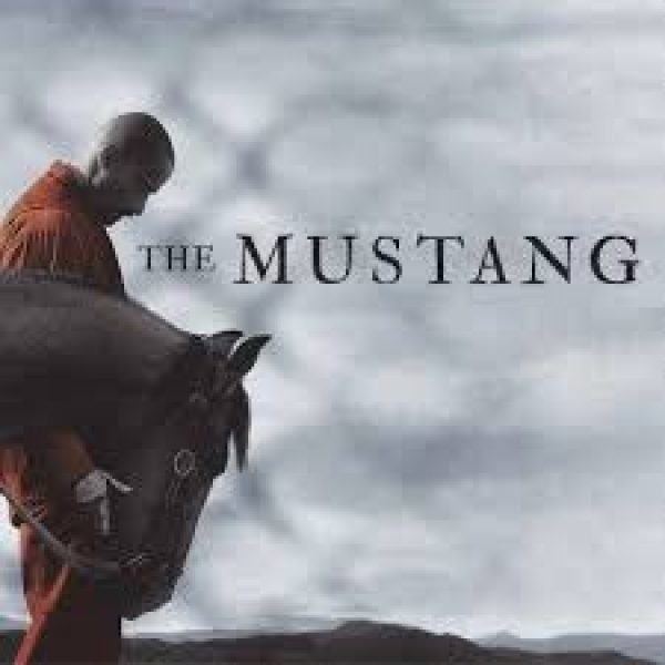 The Mustang banner with man and horse