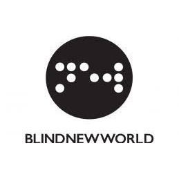 BlindNewWorld logo with braille inside a black circle