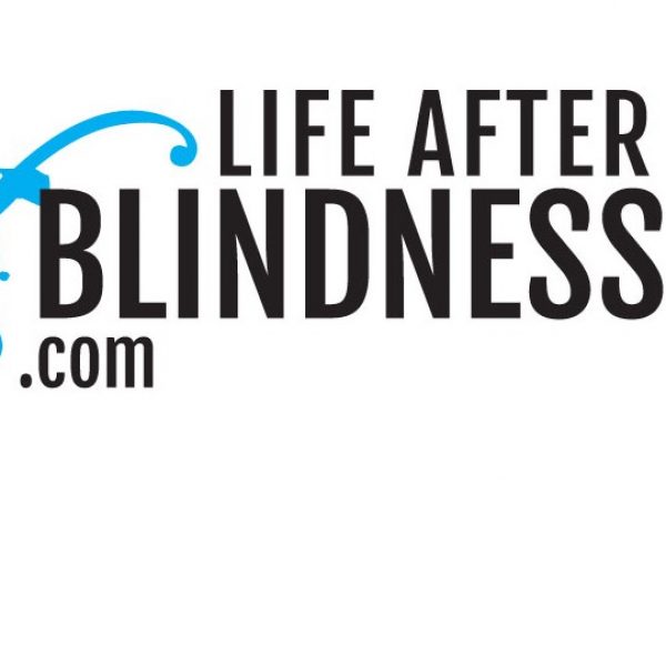 LifeAfterBlindness.com with a blue paint splash along the left side